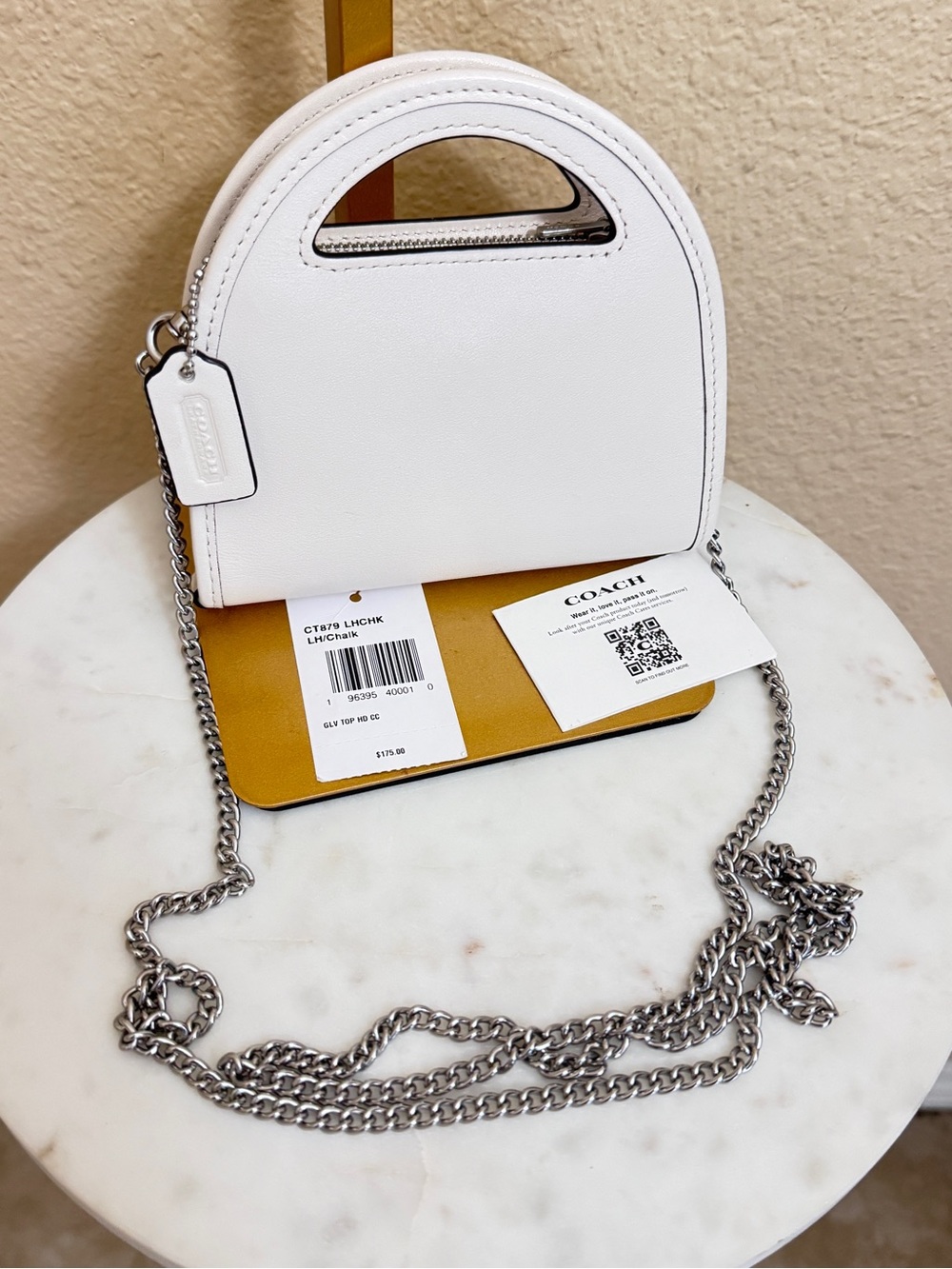 Women Coach Micro purse leather Perfect For Venue Card Crossbody Chalk CT879